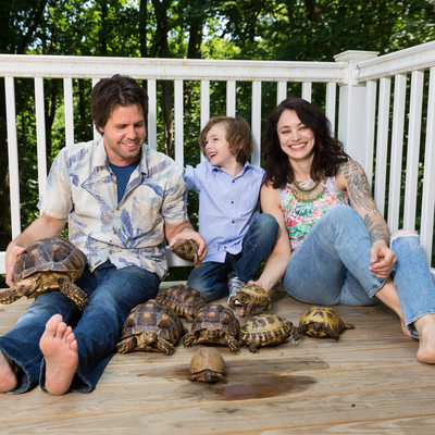 Family Photo with Turtles and Tortoises
