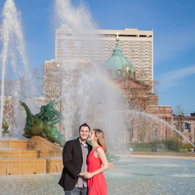 Center City Philadelphia fountain engagement photo