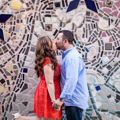 Philadelphia Mosaic Wall Engagement Photo