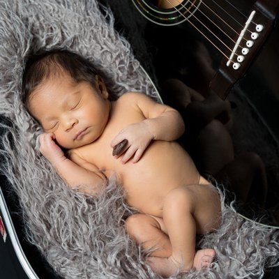 Chester County Photo Studio - Newborn in Guitar Case