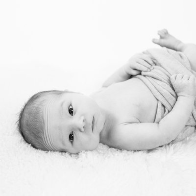 Black and White Casual Studio Newborn Photos