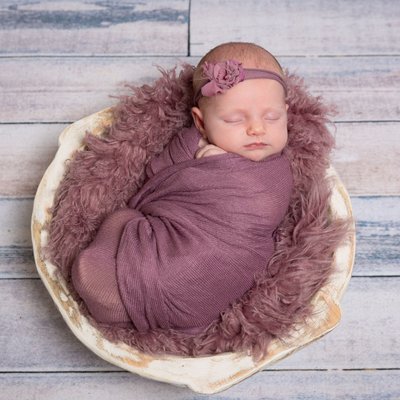 Newborn Girl Swaddled in Purple - Malvern Studio