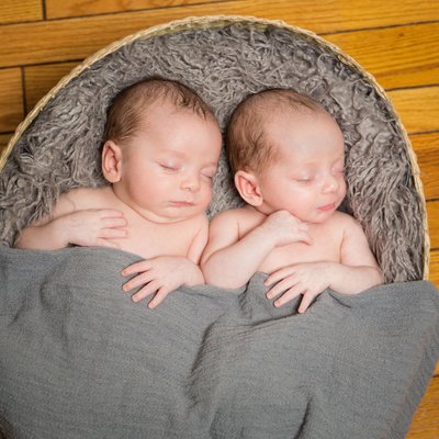 Newborn Portraits of Multiples - Sleeping Twin Boys
