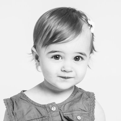 One Year Old Girl, White Backdrop Portraits