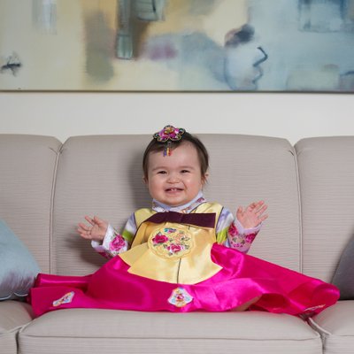 Korean 1st Birthday Outfit - In Home Photo Session