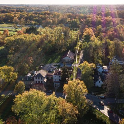 Aerial view of Historic Sugartown in Chester County
