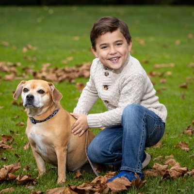Fall Photos of Boy with Dog