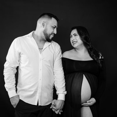 Black and White Maternity Photos with Partner