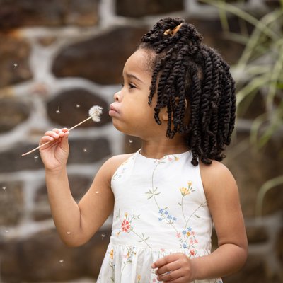 Little Girl Blowing Dandelions