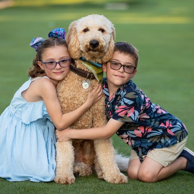 Kids with Dog on Golf Course