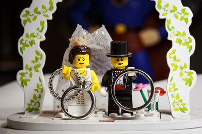 Lego Cake Topper with Wedding Rings