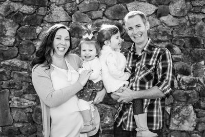 B&W Family Portraits - Family with Two Toddler Girls