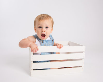 Toddler Portraits with Props - Wooden Crate