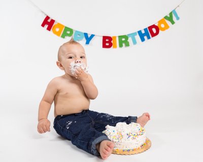 First Birthday Cake Smash Photo Session - 1 Yr Old Boy