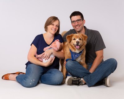 Family with Newborn and Dog