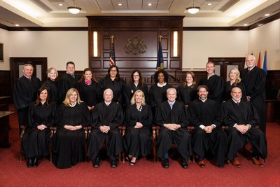 Judicial Bench Portraits in Courtroom