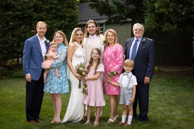 Backyard Wedding Family Portrait in Malvern
