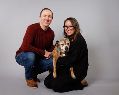 Young Couple with Elderly Dog
