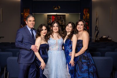 Family Portrait in Synagogue Before Bat Mitzvah Service