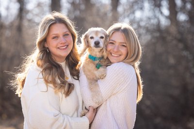 SIsters with Family Dog