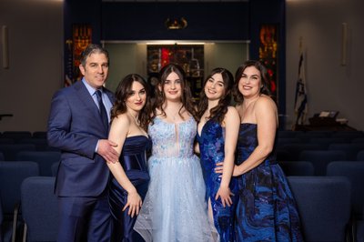 Family Portrait in Synagogue Before Bat Mitzvah Service