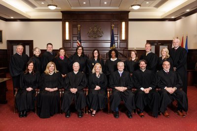 Judicial Bench Portraits in Courtroom