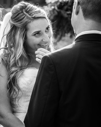 Bride Wipes Tear During Wedding Ceremony Vows