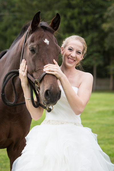 Bride with Horse - Animal Friendly Wedding Photographer