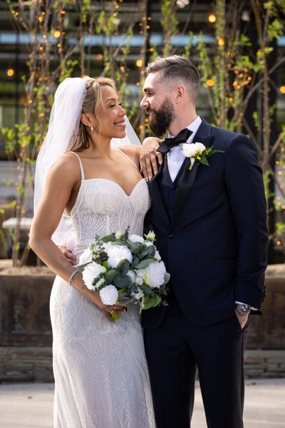 Romantic Bride and Groom Portrait Outdoors