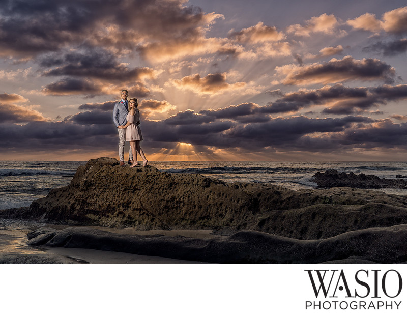 La Jolla Windandsea Beach Sunset Engagement