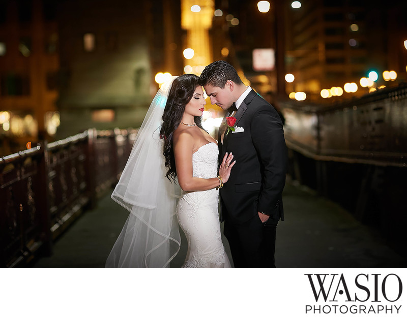 Chicago Wedding Portraits at Night