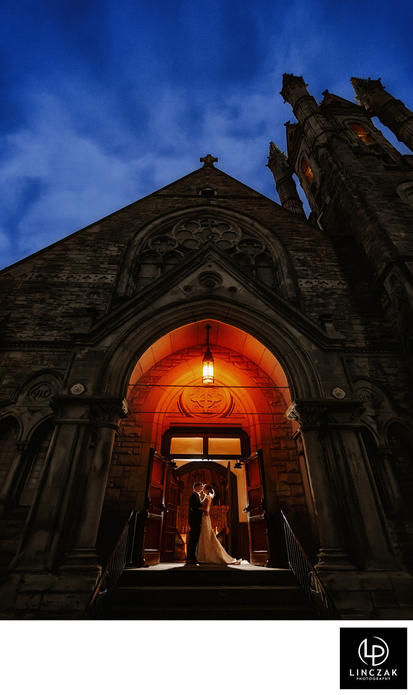 cleveland wedding photos at night