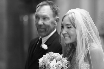 bride and her dad on wedding day