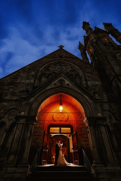 cleveland wedding photos at night