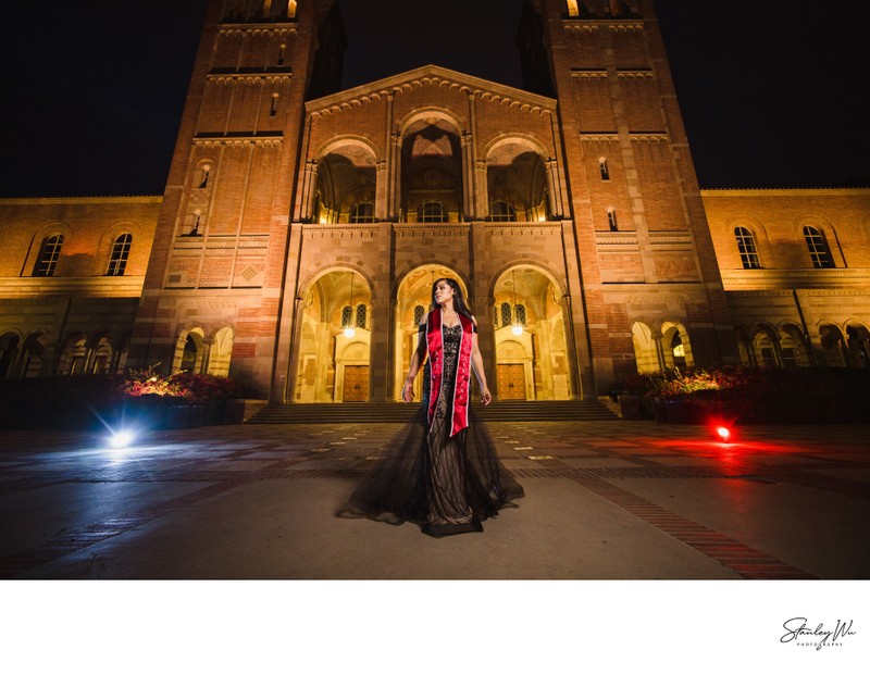 Epic Royce Hall Night Graduation Portrait 