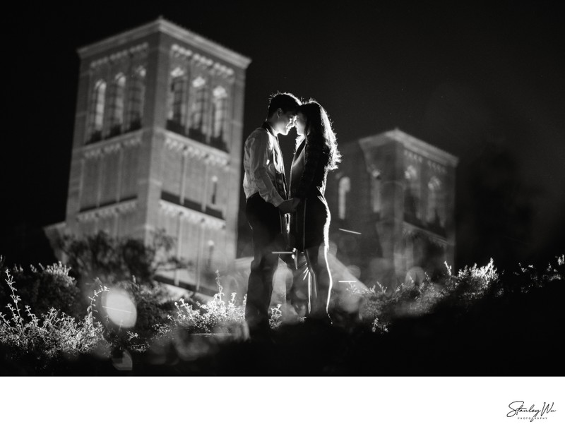 Unique Night Graduation Portrait of a Couple Royce Hall