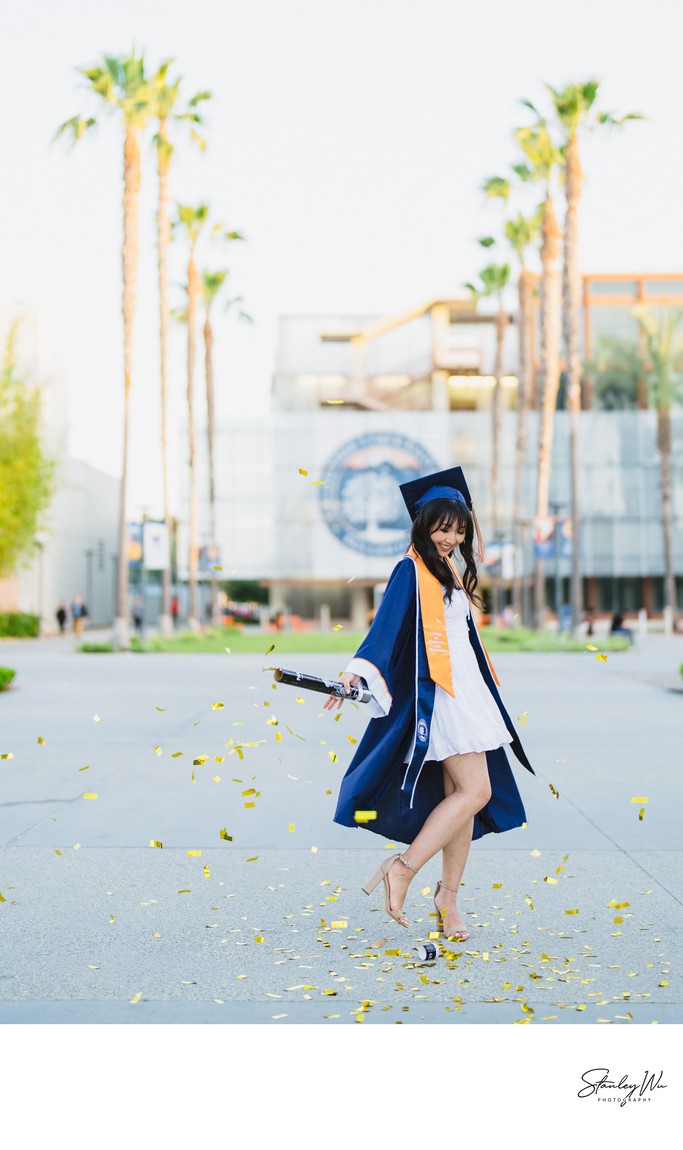 Confetti Poppers Graduation Portrait at CSU Fullerton