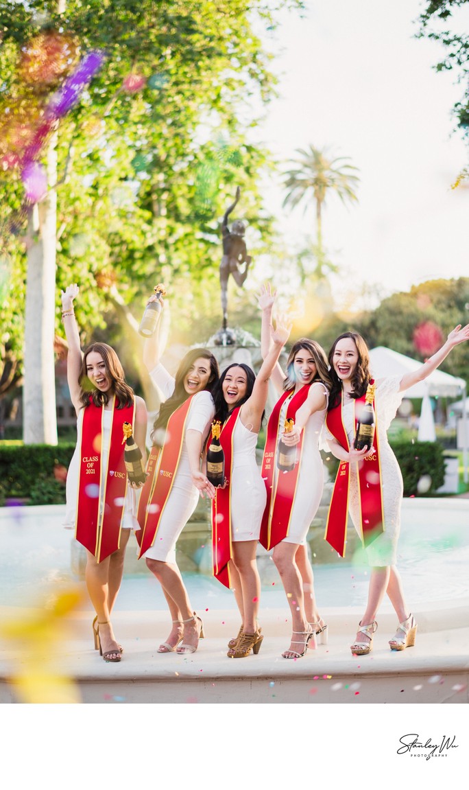 Confetti Poppers Group Photo Graduation Portrait at USC