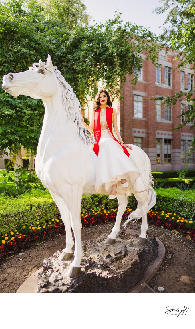 Traveler the Horse Statue - USC Graduation Portrait