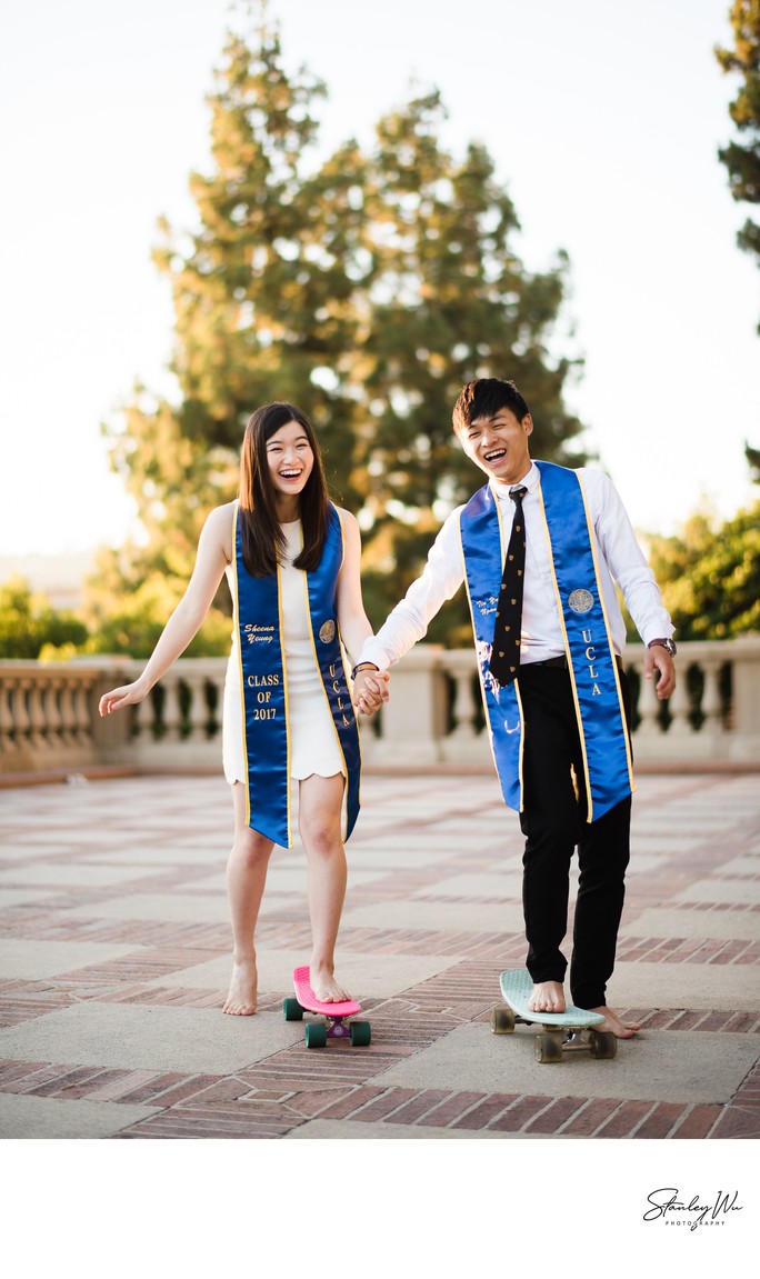 Creative Couple's Grad Portrait With Skateboards