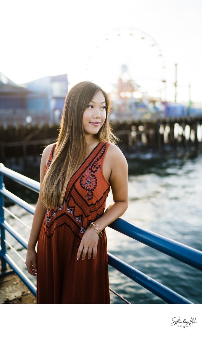 Boho Style Senior Portrait at Santa Monica Pier