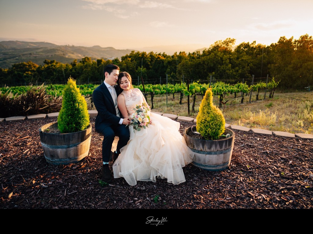 Randhawa Ranch wedding photo, Temecula vineyard sunset