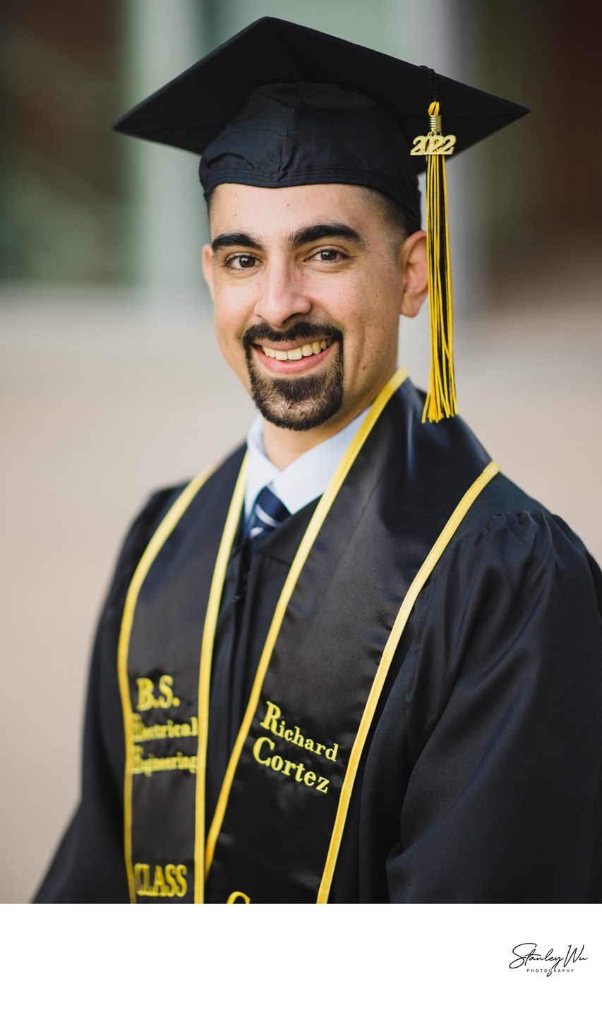 Graduation Headshot Portrait in Full Cap & Gown | CSULA