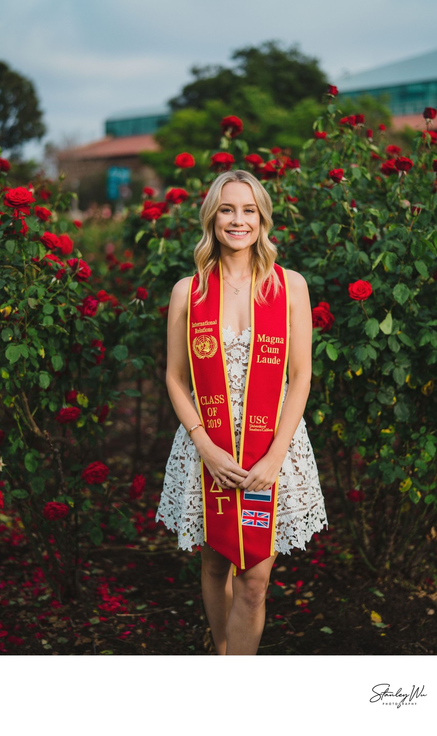 Rose Garden Graduation Portrait at USC
