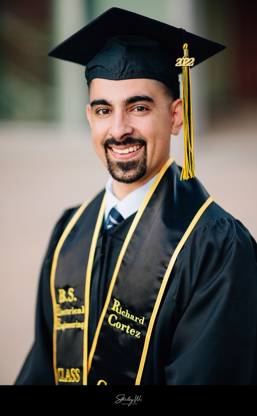 Graduation Headshot Portrait in Full Cap & Gown | CSULA