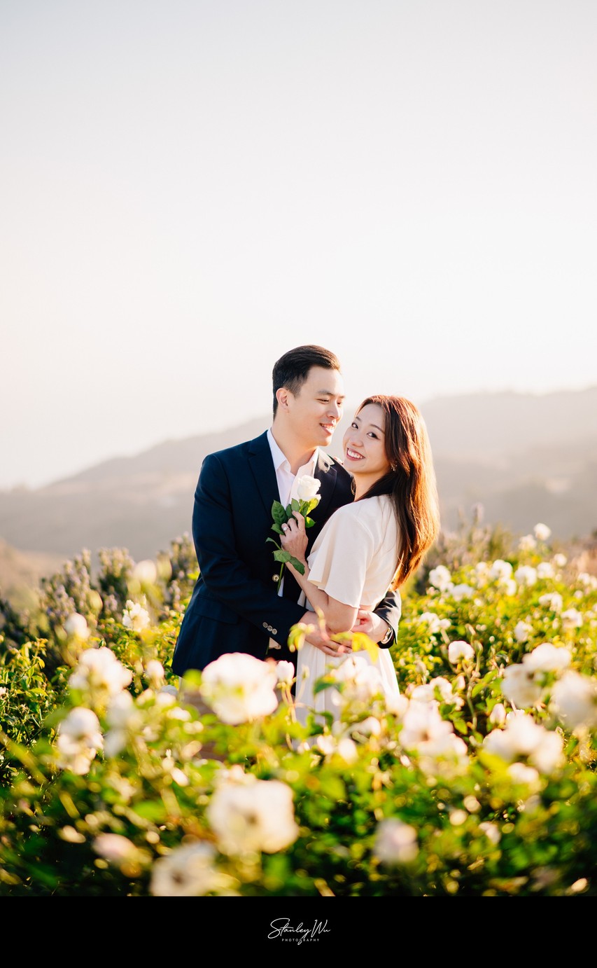 Malibu proposal in the flower fields, Stonewall Ranch