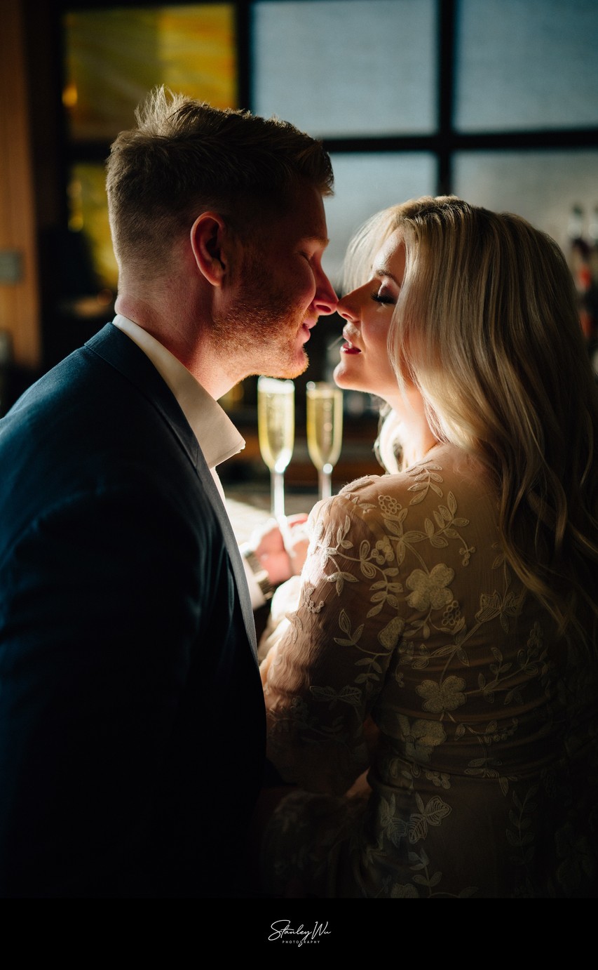 Backlit engagement moment at Terranea Resort bar, PV