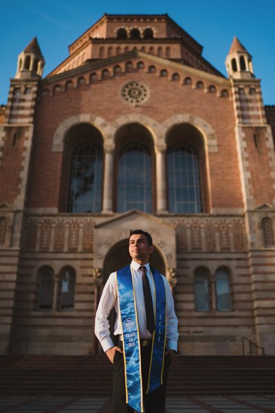 UCLA Creative Graduation Portrait at Powell Library