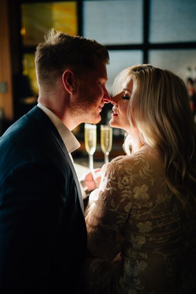 Backlit engagement moment at Terranea Resort bar, PV