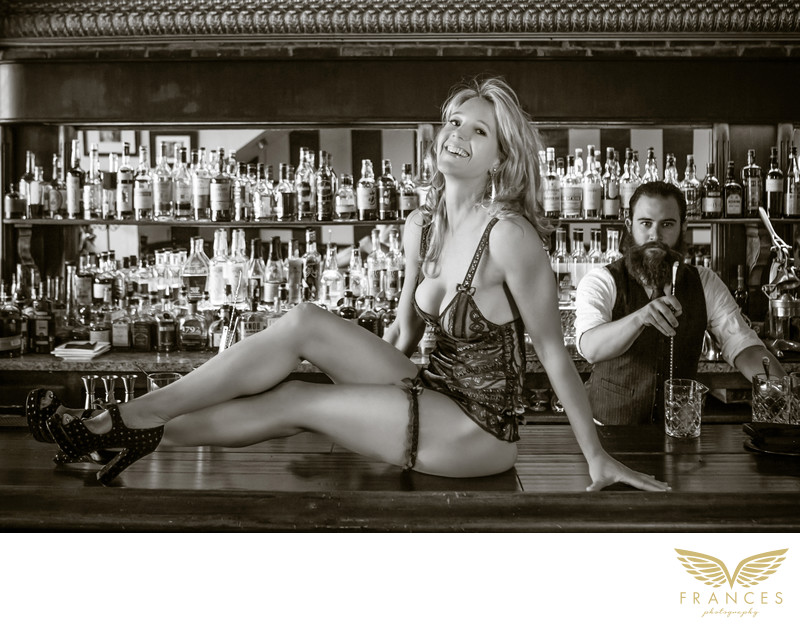 Bar boudoir photography shoot Denver Colorado